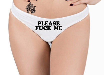 Please Fuck Me Thong - Custom Personalized - Crotchless Panties  Cuckold  Party Bridal Gift Hot Wife Womens Panty Thong Lingerie