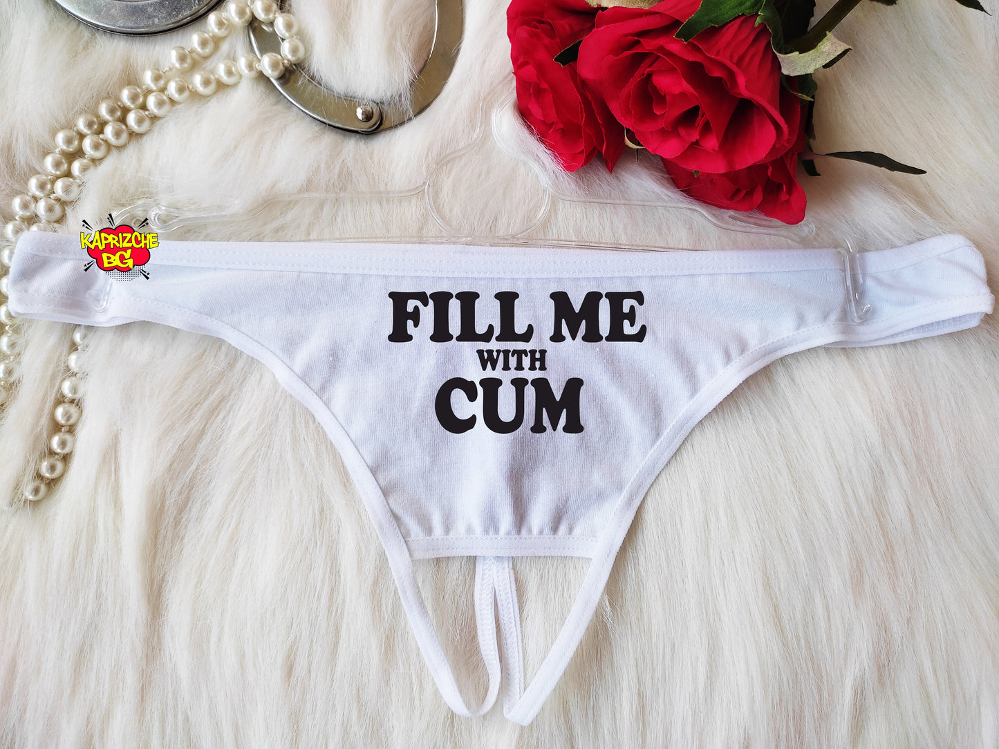 Fill Me With Cum Black Sexy Thong Panty, Naughty Panties,Valentine Sexy Gift, Custom Panties, Gift For Her, Valentine Day Gift