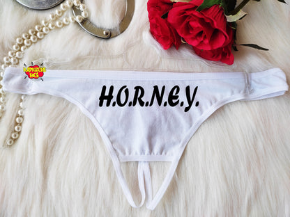 Horney Black Sexy Thong Panty,G-String,Cum Personalized Thong,Custom Panties,Gift For Her,Valentines Gift for Hot Wife