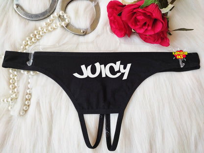 Juicy Sexy Thong Panties,G-String,Thong Bikini,Custom Panties,Bachelorette Gift,Gift For Her,Gif for Hot Wife,Valentine Day Gift