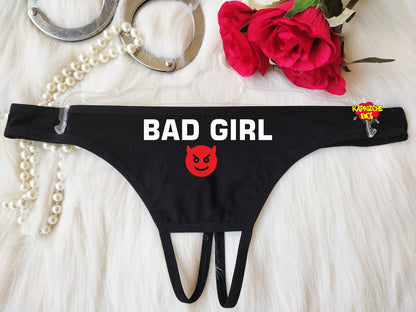 Bad Girl Thong Custom Personalized  - Custom Panties - Gift For Him - Bachelorette Gift - Gift For Her