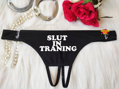 Slut Traning Panties, HotWife Clothing, Crotchless Panty, Fetish Underwear, Naughty Gift For Hotwife, Kinky  Panties, Valentine Sexy Gift