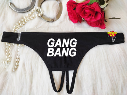 Gang Bang Panties, Slut Thong Panties, Sexy Wife Underwear, Fuck Me Panties, Naughty Lingerie, Crotch Free Panties, Sex Gift For Her