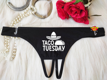 Taco Tuestday, Crotchless Panty, Fetish Underwear, Naughty Gift For Hotwife, Kinky Slutty Panties, Graphic Panties, Cuckold Lingerie, DDLG