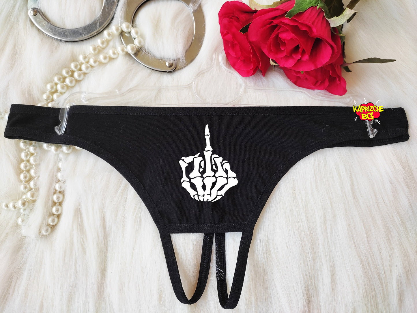 Skeleton Middle Finger Thong