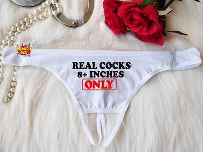 Real  Big Dicks Only, Crotchless Panty, Fetish Underwear, Naughty Gift For Hotwife, Kinky Slutty Panties, Graphic Panties, Cuckold Lingerie