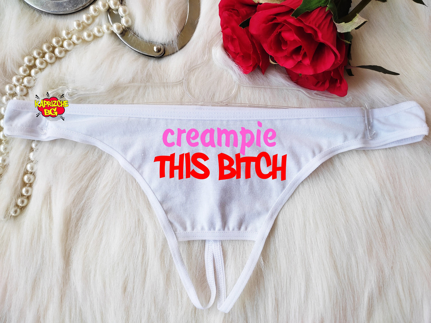 Creampie This Bitch Thong , Fill Me With Cum  Panty , Crotchless Personalized Thong , Hotwife Sexy Gift , Naughty Lingerie , Love Creampie