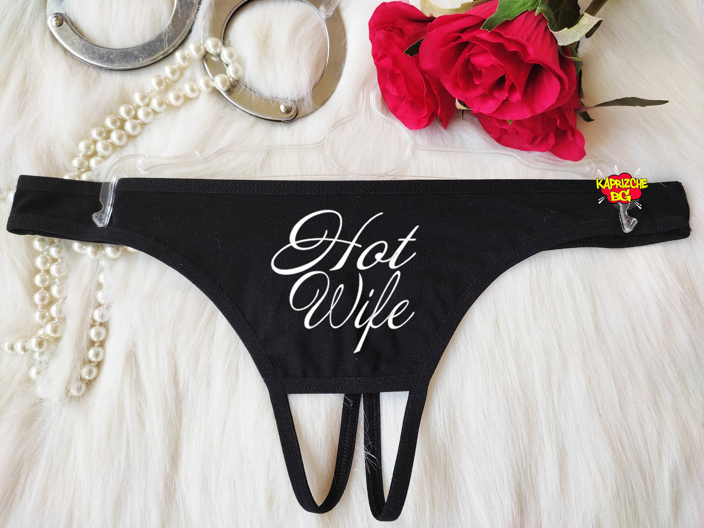 Hot Wife Crotchless Thong - Custom Personalized - Custom Panties-Hotwife Panties Cuckold  Party Bridal Gift Hot Wife Womens  Thong Lingerie