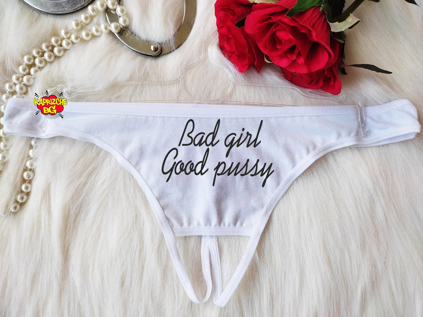 Bad Girl Good Pussy Sexy Crotchless Thong Panty Hotwife Lingerie Hotwife Thonk  Personalized Thong Custom Panties  Gift for Hot Wife