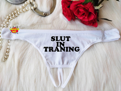 Slut Traning Panties, HotWife Clothing, Crotchless Panty, Fetish Underwear, Naughty Gift For Hotwife, Kinky  Panties, Valentine Sexy Gift