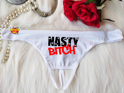 Nasty Bitch Panties, Fetish Underwear,Submissive Panty,crotchless panti,Fetish Lingerie,Open Panties,Crotchless Lingerie,bdsm pantie