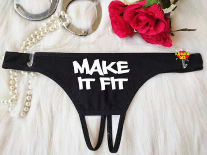 Valentine Sexy GiftMake It Fit , Fill Me With Cum Black Sexy Thong Panty,G-String,Cum Personalized Thong,Custom Panties,Hotwife Clothing