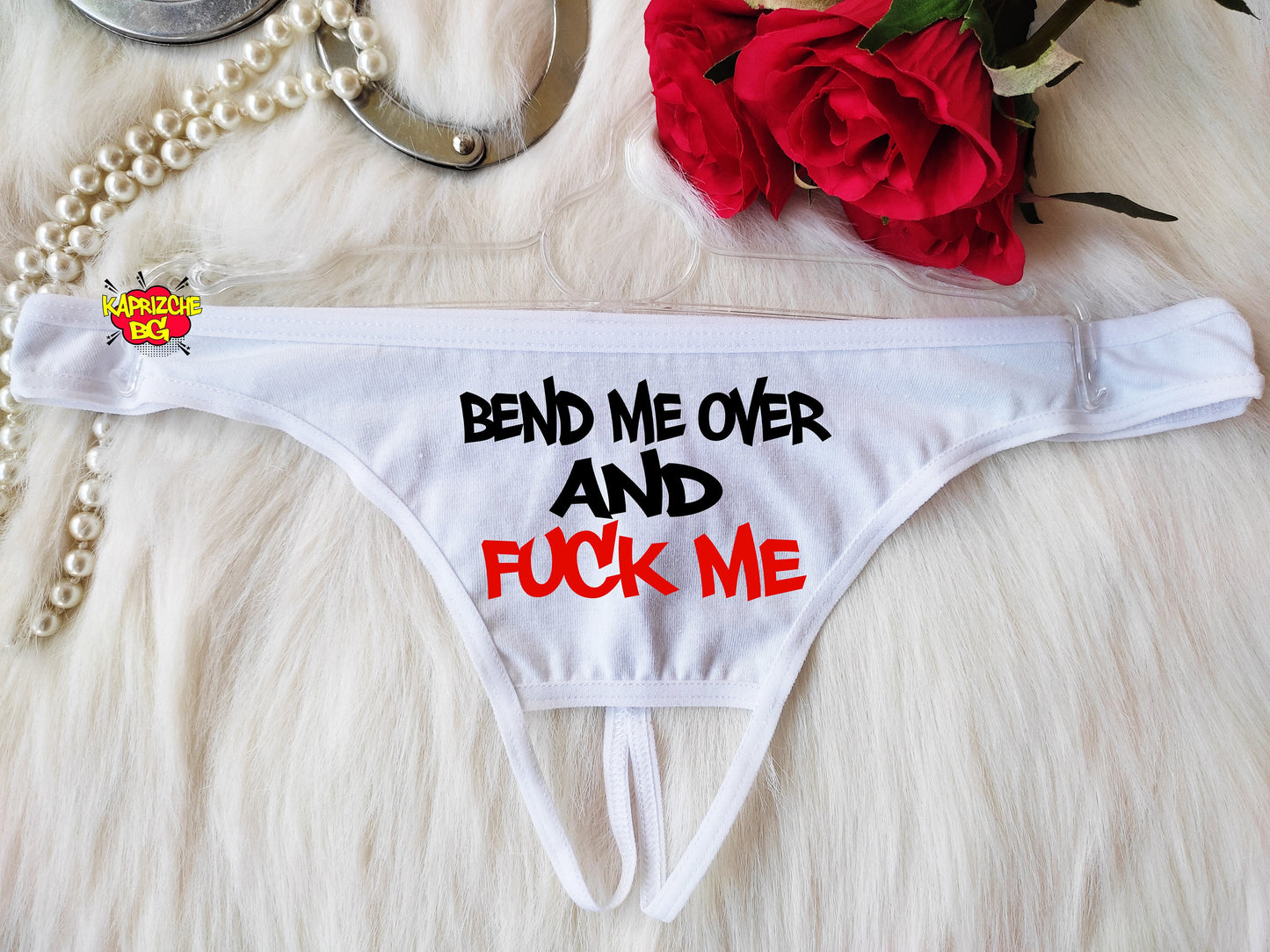 Bend Me Over And Fuck Me Thong , Crotchless Sexy Thong , Erotic Underwear , Hotwife Sexy Gift , Submissive Lingerie , Naughty Panties