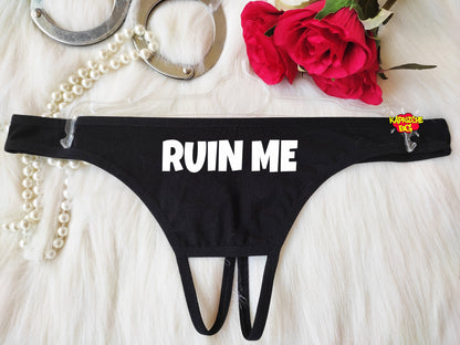 Ruin Me Panties, Crotchless Panty, Fetish Underwear, Sex Gift For Her, Kinky Slutty Panties, Cuckold Lingerie, See Through Thong,Open Crotch