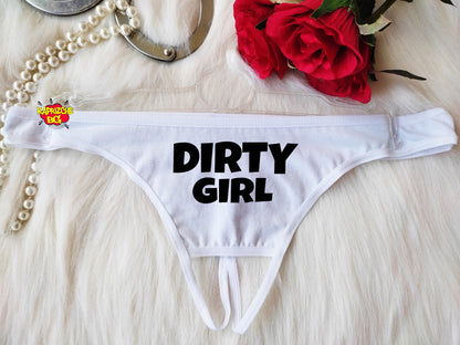 Dirty Girl, Crotchless Panty, Fetish Underwear, Naughty Gift For Hotwife, Kinky Slutty Panties, Graphic Panties, Cuckold Lingerie, DDLG