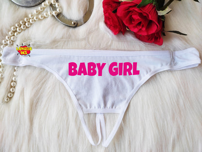 Baby Girl Thong, Naughty Panties, Yes  Thong, DDLG Clothing,Valentine Sexy Gift,Submissive Thong Panties, Graphic Panties, DDLG