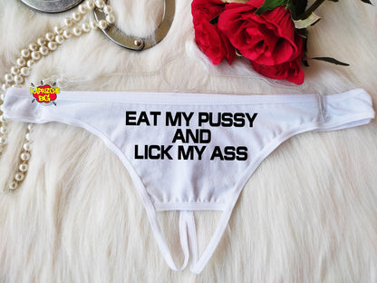 Eat My Pussy, Crotchless Panties, Fetish Lingerie, Naughty Panty For Hotwife, Open Thong, Panties, Lingerie, Thong, BDSM, DDLG Panties,