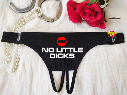 No Little Dicks Thong, Crotchless Panty, Fetish Underwear, Kinky Slutty Panties, Graphic Panties, Cuckold Lingerie, Sex Gift For Girlfriend