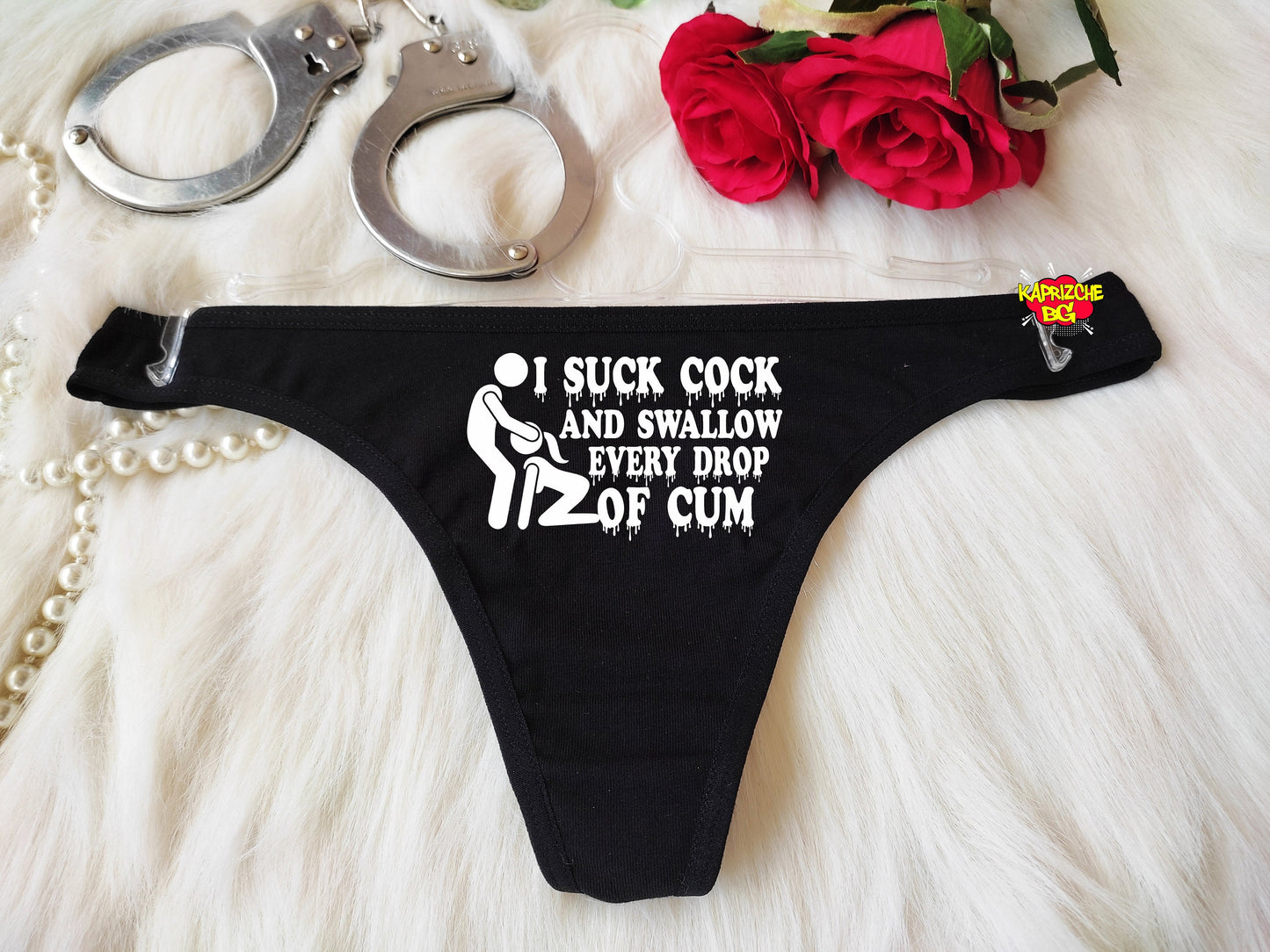 I Suck Cock Crotchless Panty, Fetish Underwear, Sex Gift For Hotwife, Kinky Slutty Panties, Cuckold Lingerie,Open Crotch Thong,Sex Underwear