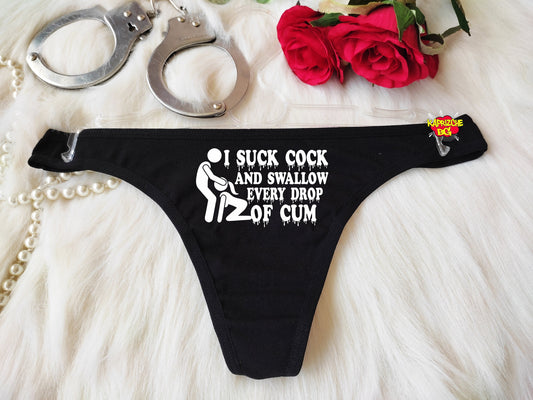 Suck Cock Thong And Swallow Every Drop Cum, Mature BDSM Panties, Whore Panties, Erotic G-String ,Valentine Sexy Gift ,Custom Underwear