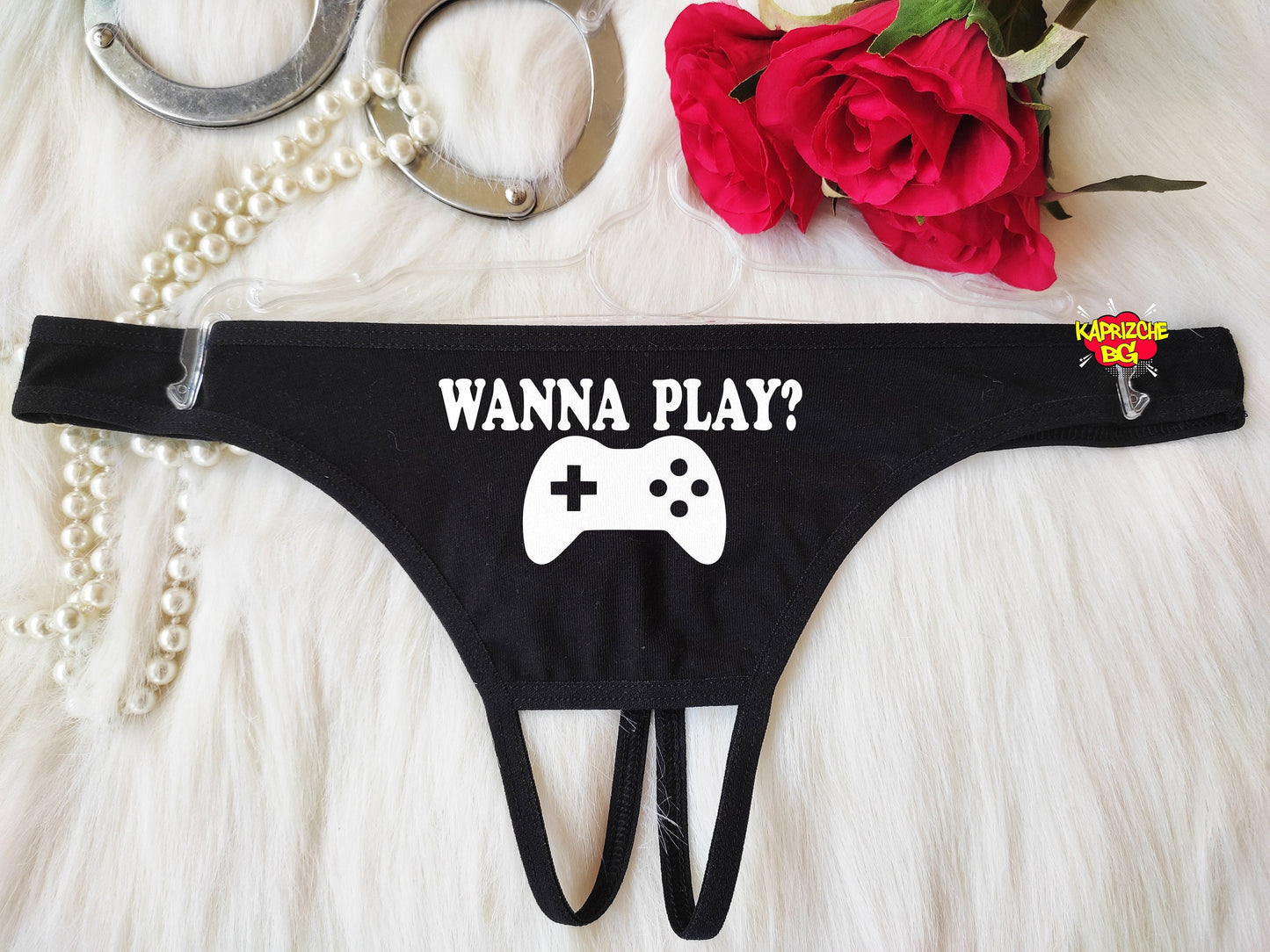 Wanna Play, Crotchless Panty, Fetish Underwear, Naughty Gift For Hotwife, Kinky Slutty Panties, Graphic Panties, Cuckold Lingerie, DDLG