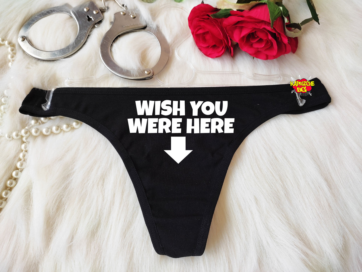 Wish You Were Here Thong, Naughty Hotwife Panties, Crotchless Panties, Cuckold Lingerie, Erotic Thong, Cumslut Panties, Erotic Lingerie