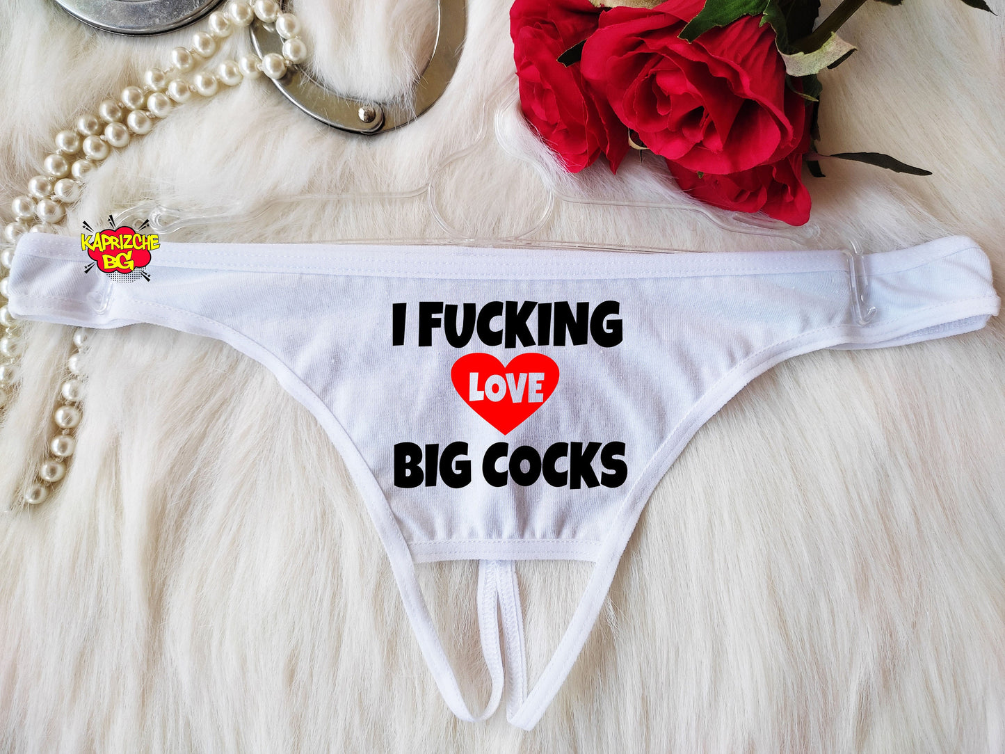 I Love Big Cocks, Naughty Hotwife Panties, Crotchless Panties, Cuckold Lingerie, Erotic Thong, Cumslut Panties, Erotic Lingerie, Qos