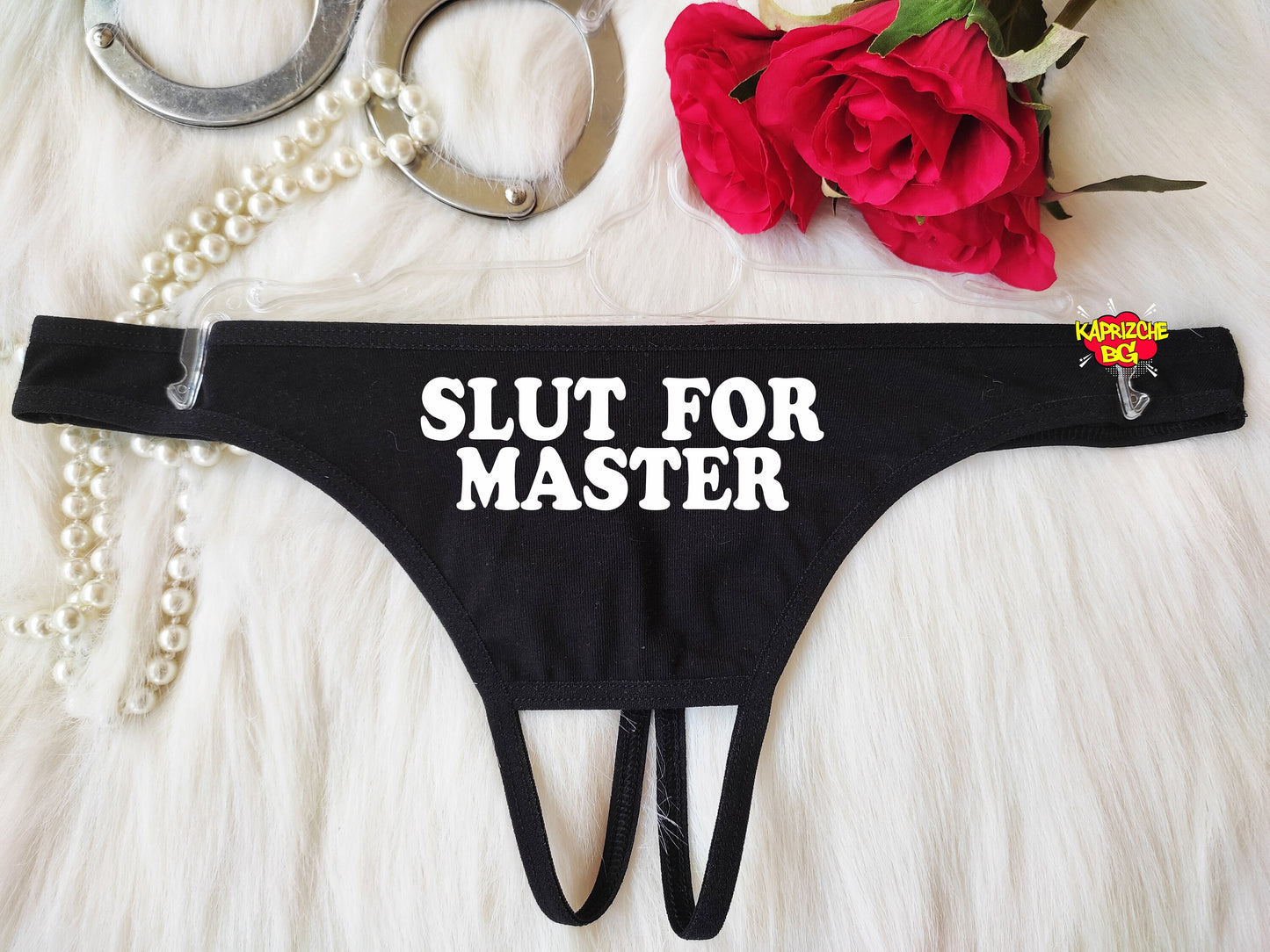 Slut For Master Thong Panties,HotWife Clothing, BDSM Crotchless , Fetish Underwear, Whore Clothes, Kinky Slutty Panties, Valentine Gift