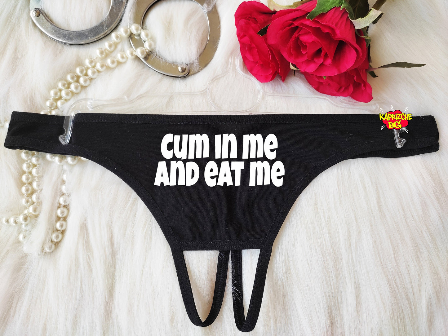 Cum In Me Thong Panties Sperm Panties HotWife Clothing BDSM Crotchless Fetish Underwear Whore Clothes Kinky Slutty Panties Valentine Gift