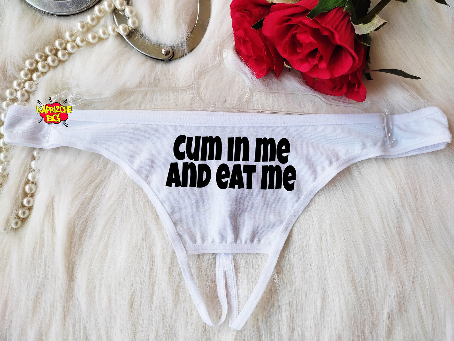 Cum In Me Thong Panties Sperm Panties HotWife Clothing BDSM Crotchless Fetish Underwear Whore Clothes Kinky Slutty Panties Valentine Gift