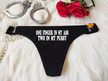 One Finger In My Ass QoS Crotchless Thong Panties Queen Spades Valentine Hot Wife Slutwear Slutty Lingerie Whore Clothes Fetish Underwear