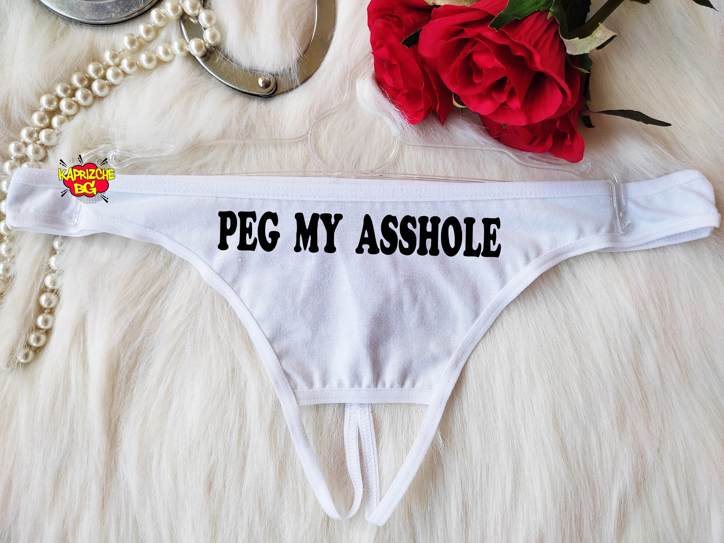 Peg My Asshole QoS Crotchless Thong Panties Queen Spades Valentine Hot Wife Slutwear Slutty Lingerie Whore Clothes Fetish Underwear