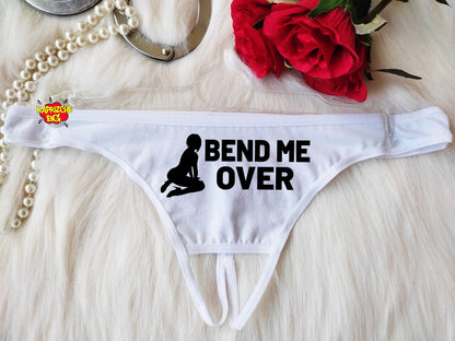 Bend Me Over Thong Panties Crotchless Sexy Thong Erotic Underwear Hotwife Sexy Gift Submissive Lingerie Naughty Panties Hotwife Underwear