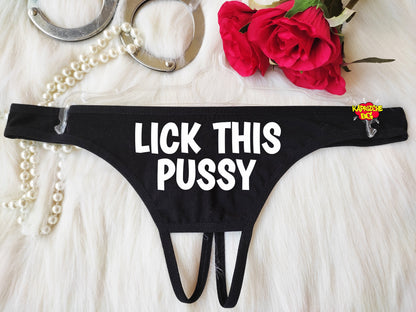 Lick This Pussy Panties Open Crotched Panty Sexy Thong Panties Panty Open Crotch Lingerie Slut Thong Hotwife Cloth Personality Gift