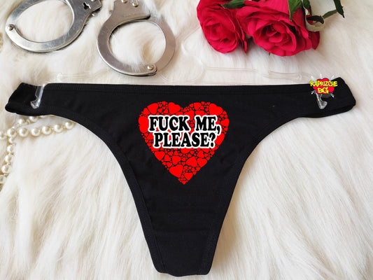 Fuck Me Please Thong, HotWife Clothing, BDSM Crotchess Thong, Gift For Her Domme,Naughty Lingerie, Submisive Thong, Valentine Lingerie