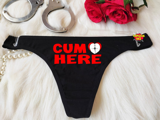 Cum Here Thong, HotWife Clothing,  BDSM Crotchess Thong, Gift For  Domme, Naughty Lingerie, Submisive Thong, Valentine Lingerie