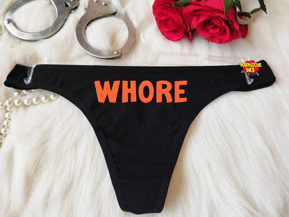 Whore Panties, HotWife Clothing,  BDSM Crotchess Thong, Gift For  Domme, Naughty Lingerie, Submisive Thong, Valentine Lingerie