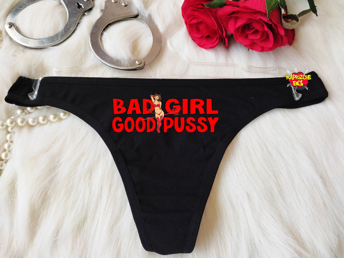 Bad Girl Good Pussy, HotWife Clothing, BDSM Crotchess Thong,Gift For  Domme, Naughty Lingerie, Submisive Thong, Valentine Lingerie