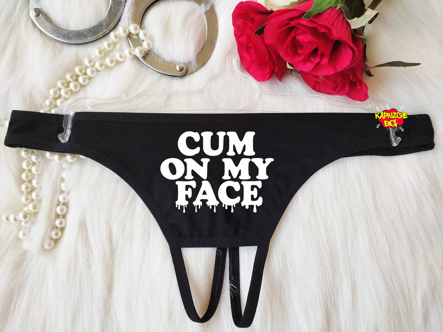 Cum On My Face Panties, Hotwife Lingerie, Crotchless Panty, Fetish Underwear, Naughty Gift For Hotwife, Kinky Slutty Panties,Graphic Panties