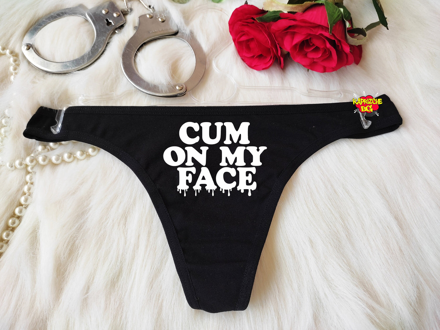 Cum On My Face Panties, Hotwife Lingerie, Crotchless Panty, Fetish Underwear, Naughty Gift For Hotwife, Kinky Slutty Panties,Graphic Panties