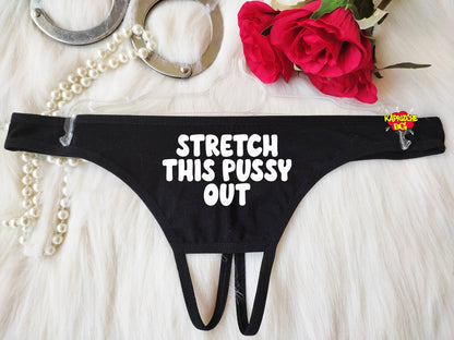 Stretch Pussy Out Crotchless Thong,Naughty Sexy Panties, Lingerie For Sex, See Through Thong, Open Crotch Thong, Sex Gift For Her,Hotwife