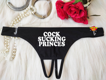 Cock Sucking Princess Crotchless Thong,Naughty Sexy Panties, Lingerie For Sex, See Through Thong, Open Crotch Thong,Sex Gift For Her,Hotwife