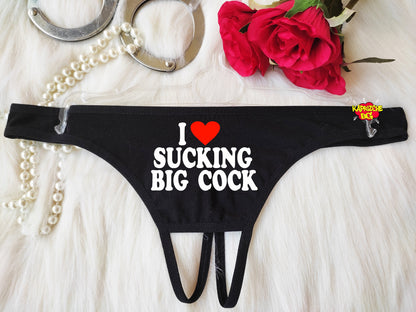 Love Suck Cock Sexy Crotchless Thong,Naughty Sexy Panties, Lingerie For Sex, See Through Thong, Open Crotch Thong,Sex Gift For Her,Hotwife