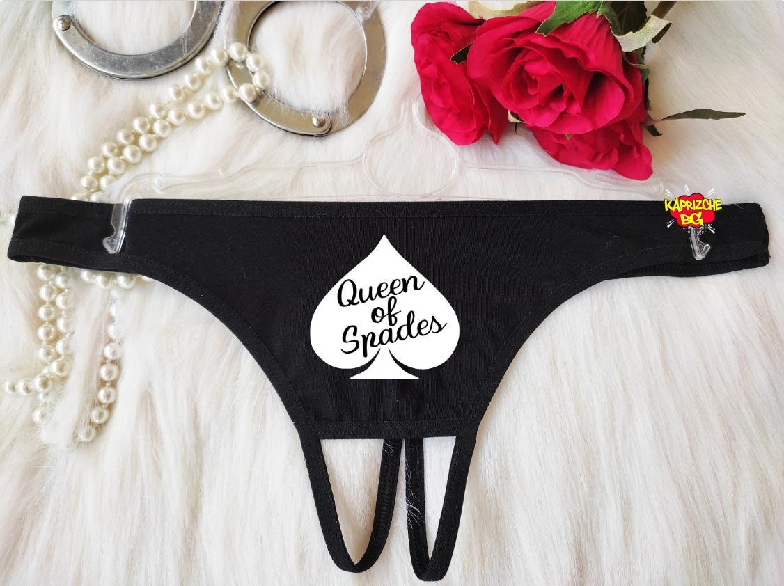 Queen Of Spades Open Thong, Naughty Panties, QOS Crotch Tanga, DDLG Clothing, Slutty  Funny Submissive Underwear, Sexy Gift, Cuckold Thong