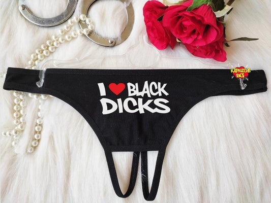 I Love Black Dicks, Crotchless Panty, Fetish Panty, Sexy Lingerie, See Through Thong, Open Crotch Thong, Sex Gift For Her, Hotwife Outfits