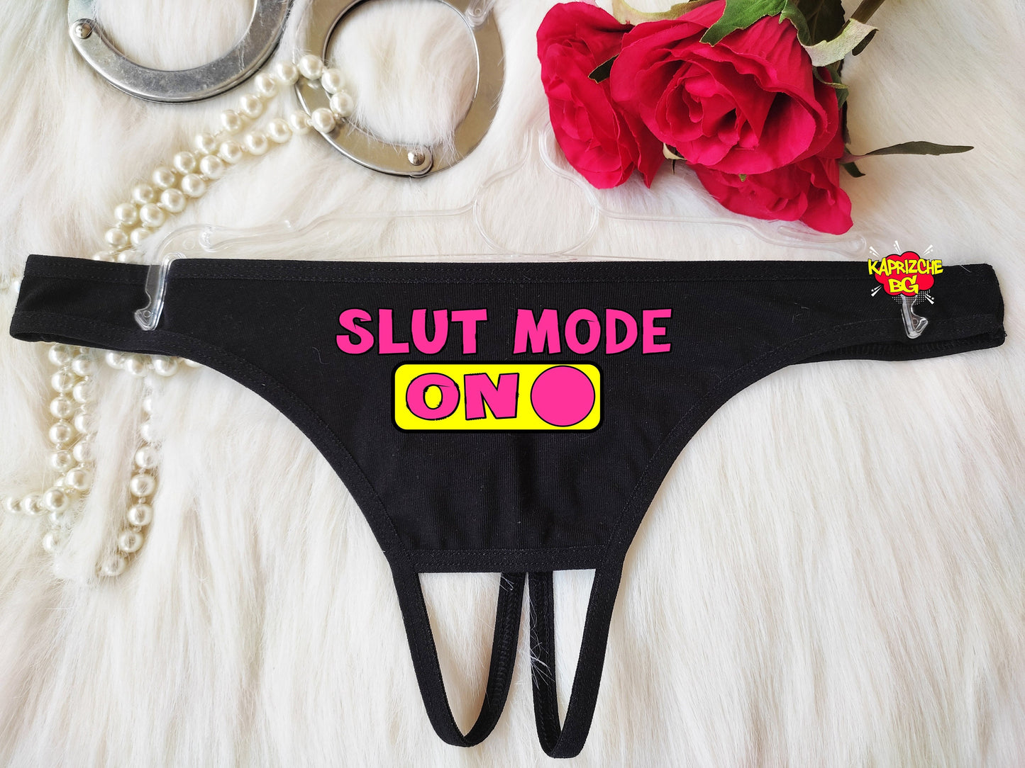 Slut Mode On Crotch Thong, Naughty Kinky Panties, Gift For Her, Lewd Sluty Lingerie, Naughty Briefs,  Erotic Bottomless, Whore Outfit, DDLG