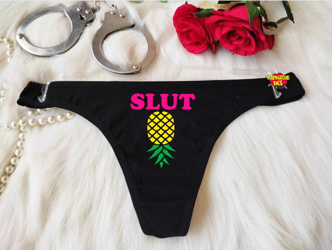 Slut Updown Pineapple Open Thong, Naughty Panties, Sexy Crotch Tanga, DDLG Clothing, Submissive Thong Panty, Sexy Gift Her, Crotchless Panty