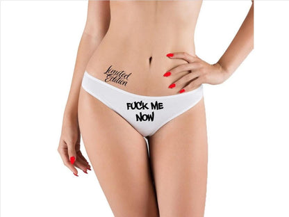 Fuck Me Now Thong, Sexy Open Tanga, G-String, Sexy Gift For Her, Custom Panties, Open Crotch Lingerie, Open Back Underwear