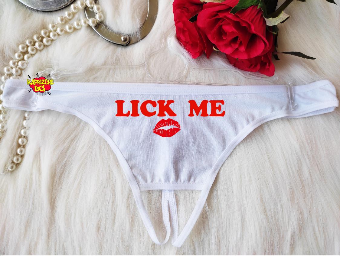 Lick Me Sexy Open Thong, Custom Personalized Crotch Thong, Custom Panties,Bachelorette Gift, Sexy Gift For Girlfrend, Gift for Hotwife