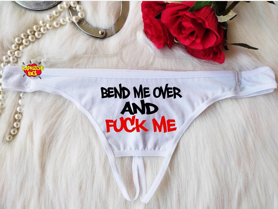 Bend Me Over And Fuck Me Thong, Crotchless Sexy Tanga, Erotic Underwear, Submissive Lingerie, Naughty Panties, Open Crotch Undies,Gift  For